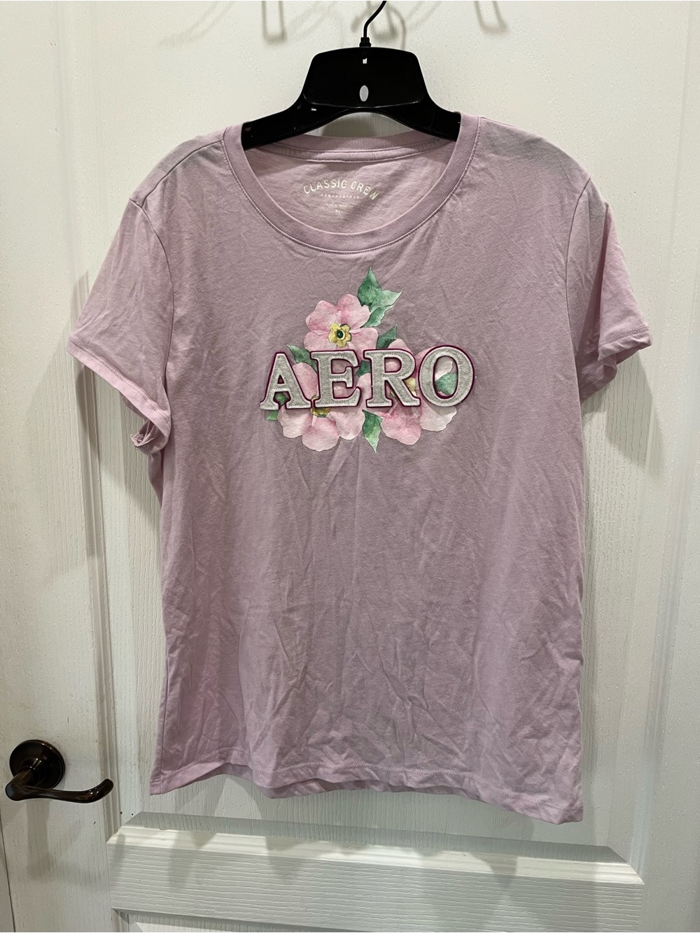 Aeropostale Lavender Graphic Tee with Floral Script Y2K